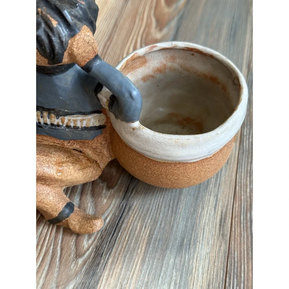 Vintage Handmade with Girl Resting on Planter, 5